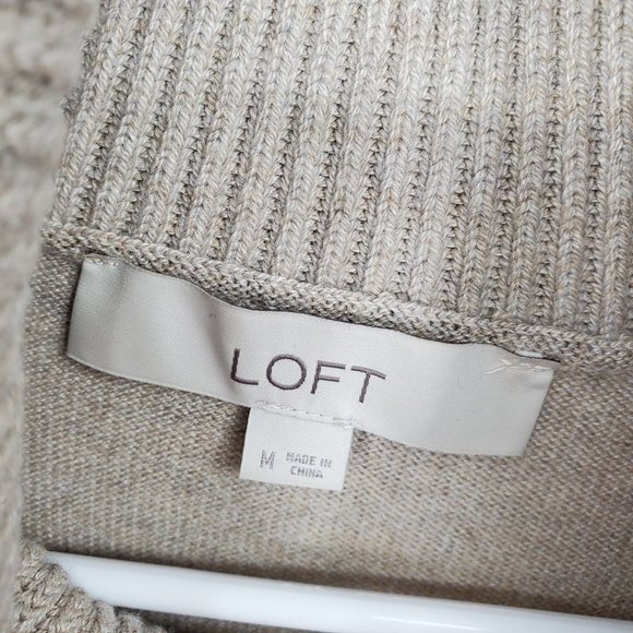 Loft Ann Taylor Cowl Neck Women's Tan Pullover Sweater Size Medium - Picture 3 of 11